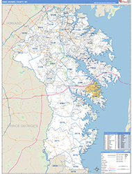 Anne ArundelCounty, MD Wall Map Zip Code Basic Style 2026